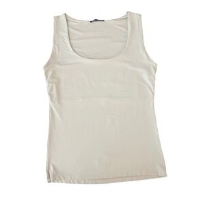 Zara Womens Basic Scoop Neck Tank Top Sleeveless Shirt Light Beige Size L (1063)